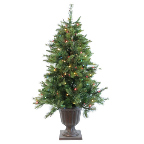 5' Pre-Lit  Cashmere Potted Artifical Christmas Tree - LED Multi-Color Lights