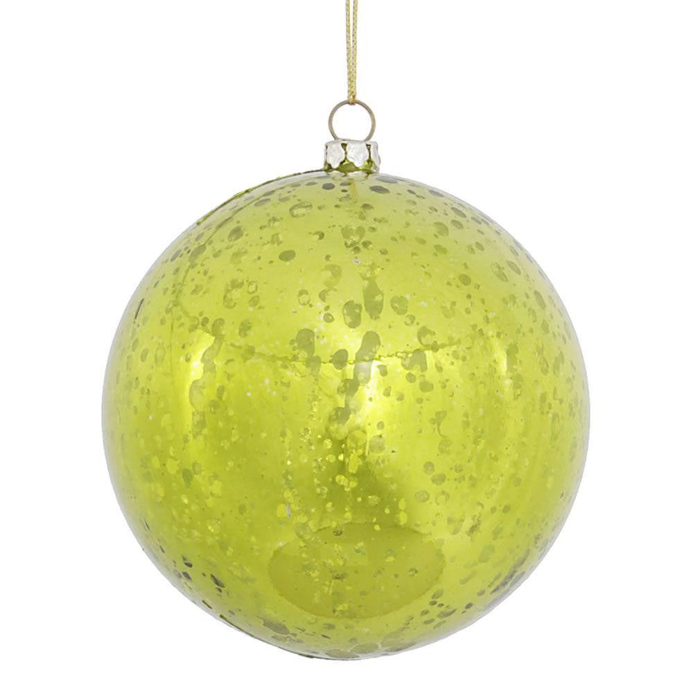 Shiny Lime Green Mercury Finish Christmas Ball Ornaments 4" (100mm)