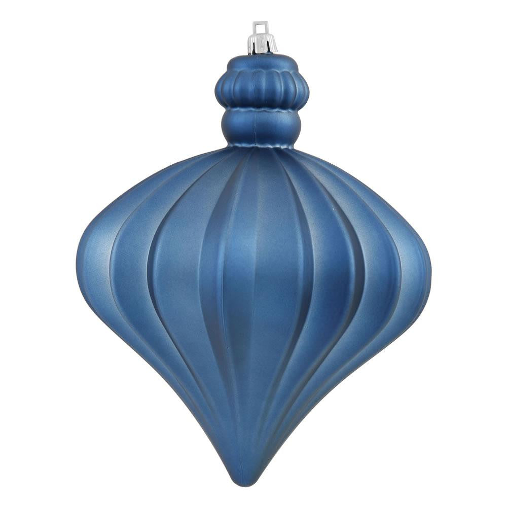 Matte Sea Blue Shatterproof Christmas Onion Ornament 5.5" (140mm)