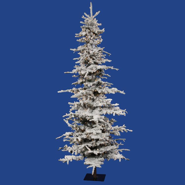 7.5' Pre-Lit Medium Flocked Georgian Fir Artificial Christmas Tree -Dura-Lit Clear Lights