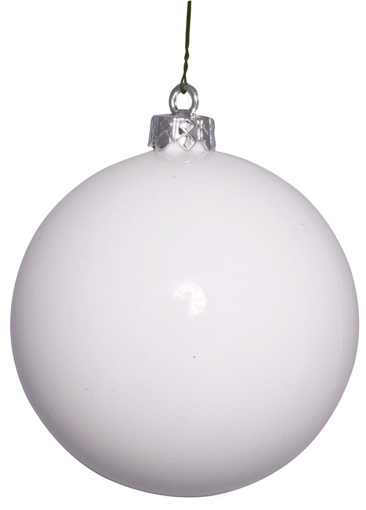 Shiny Glamorous White UV Resistant Commercial Shatterproof Christmas Ball Ornament 4" (100mm)