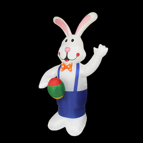 7' Inflatable Lighted Standing Eater Bunny with Eggs Yard Art Decoration