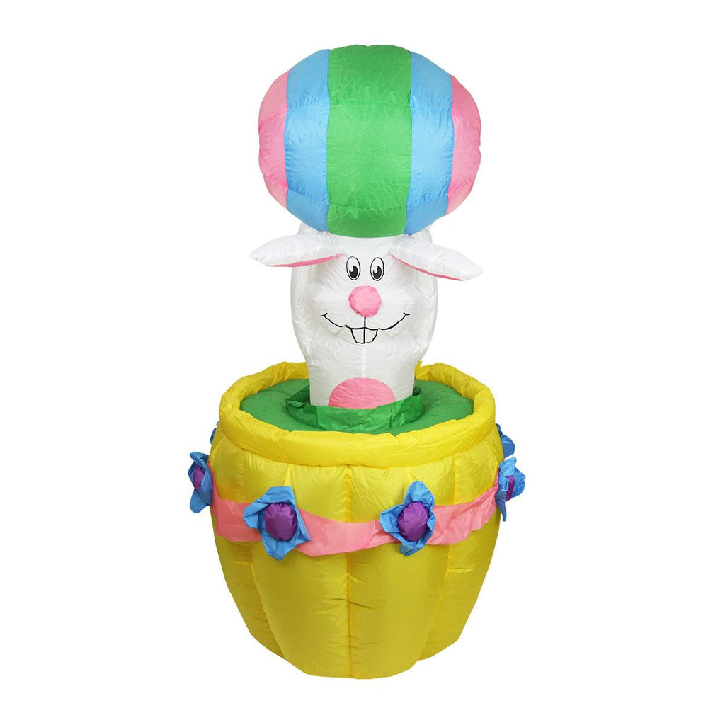 5.5' Inflatable Animated Easter Bunny Basket Lighted Yard Art Decoration