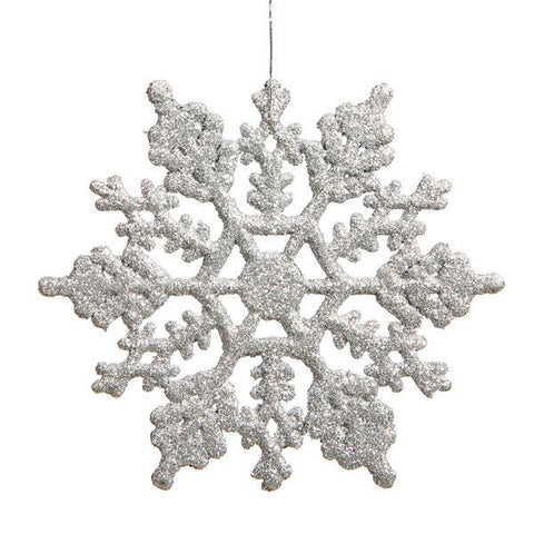 Club Pack of 12 Silver Splendor Glitter Snowflake Christmas Ornaments 6.25"