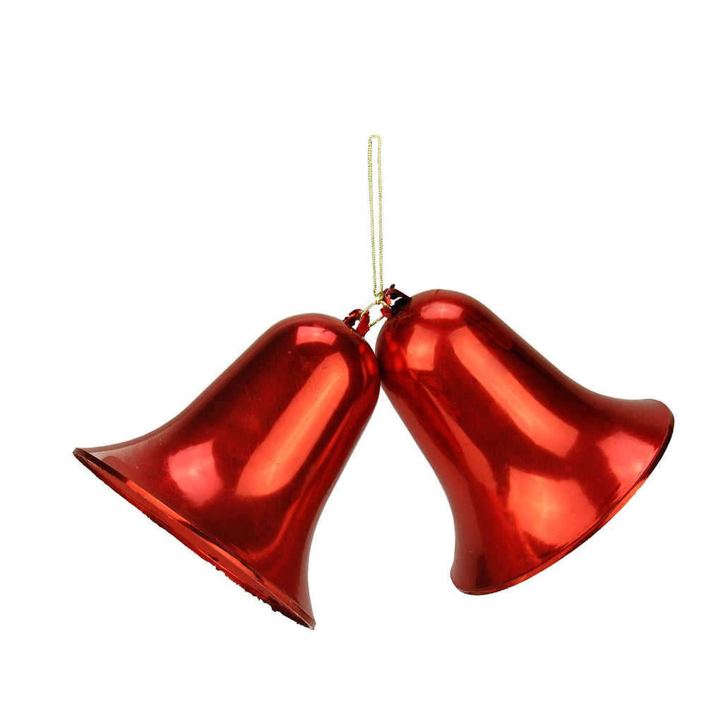 6" Shiny Red Double Bell Shatterproof Christmas Ornament