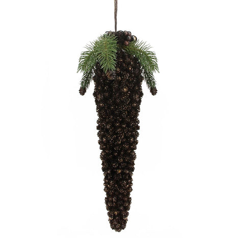 Brown Brilliance Rustic Pine Cone Commercial Sized Christmas Ornament with Berries 16.5"