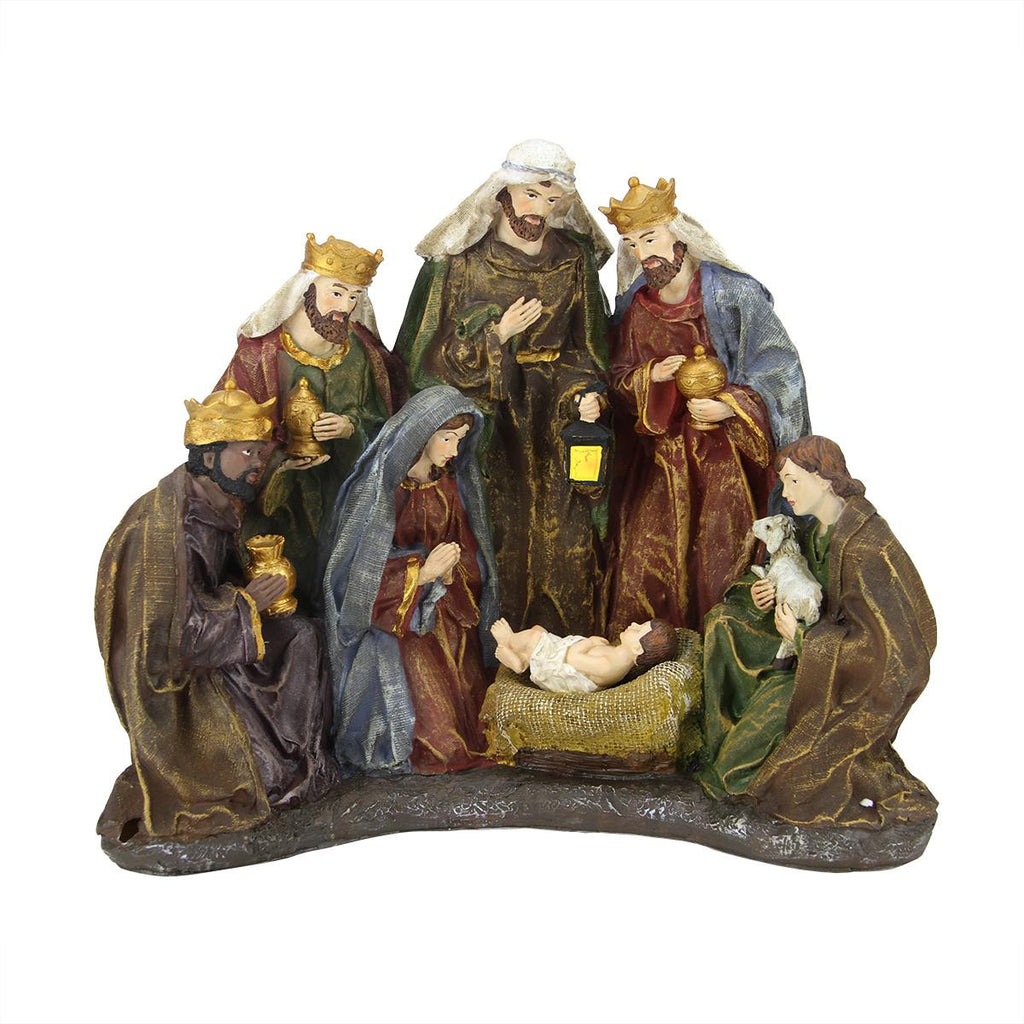 13" Battery Operated Lighted Religious Nativity Scene Christmas Table Top Decoration