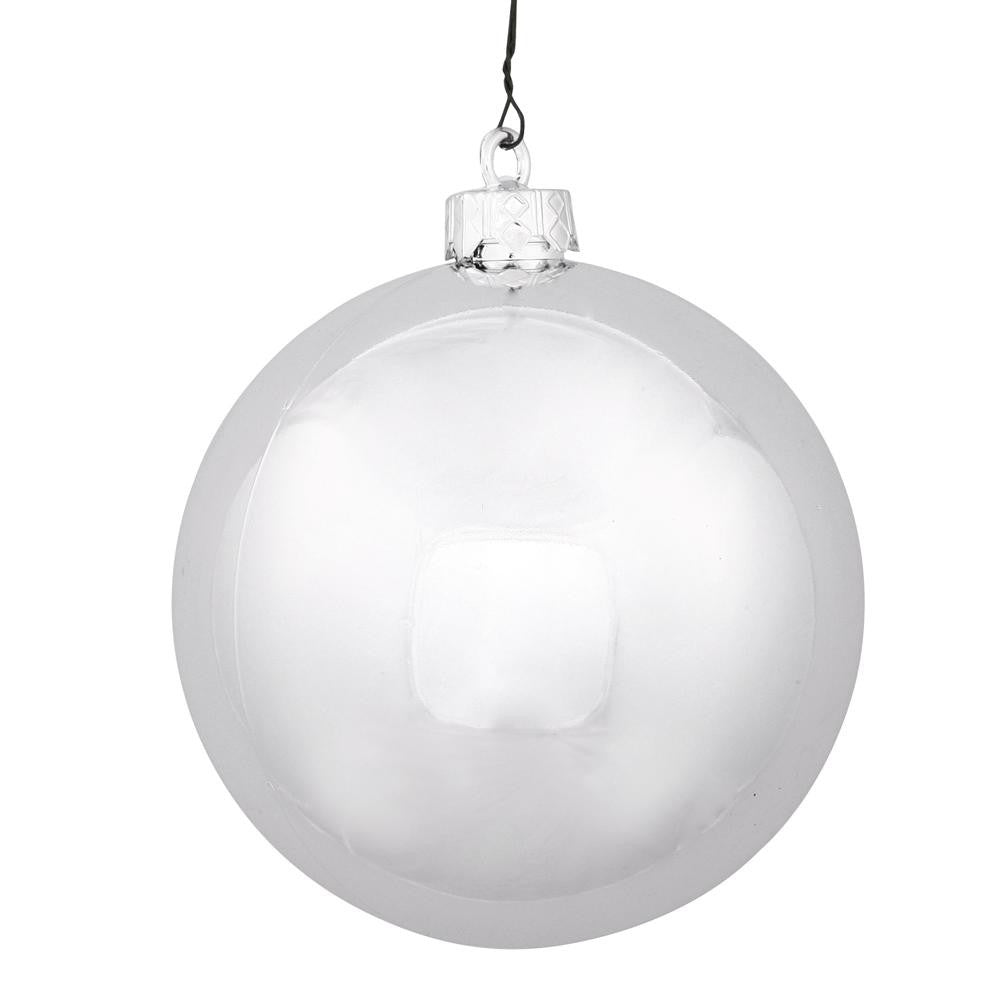 Shiny Silver UV Resistant Commercial Shatterproof Christmas Ball Ornament 4" (100mm)