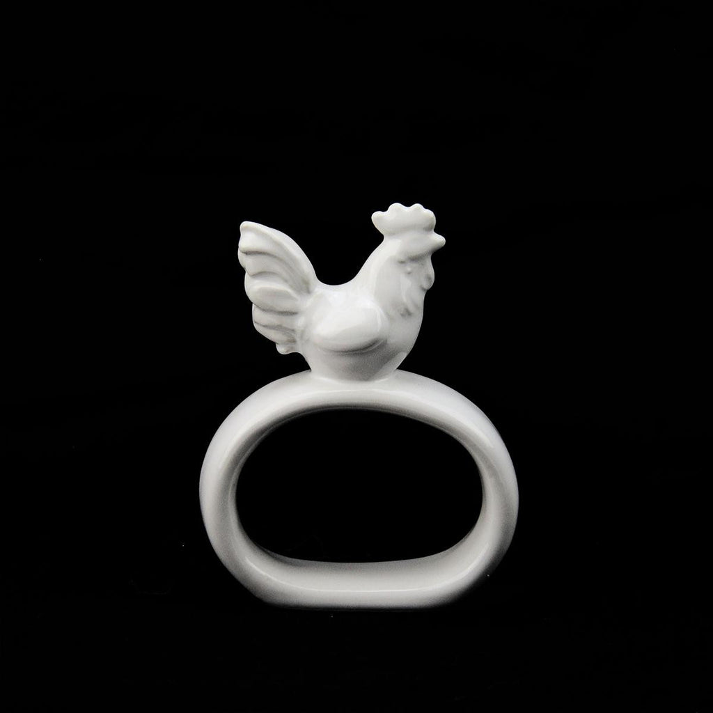 2.75" White Ceramic Napkin Ring Spring Table Decoration with Easter Chick