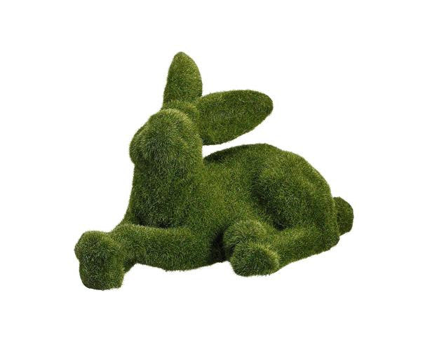 11" Green Moss Covered Laying Bunny Rabbit Spring Easter Table Top Figure