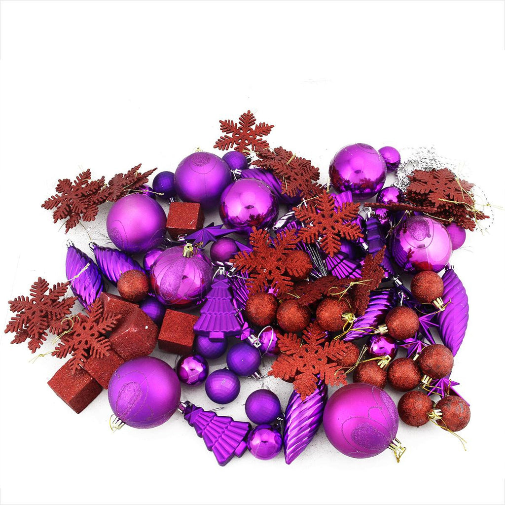 125-Piece Club Pack of Shatterproof Purple Passion Christmas Ornaments