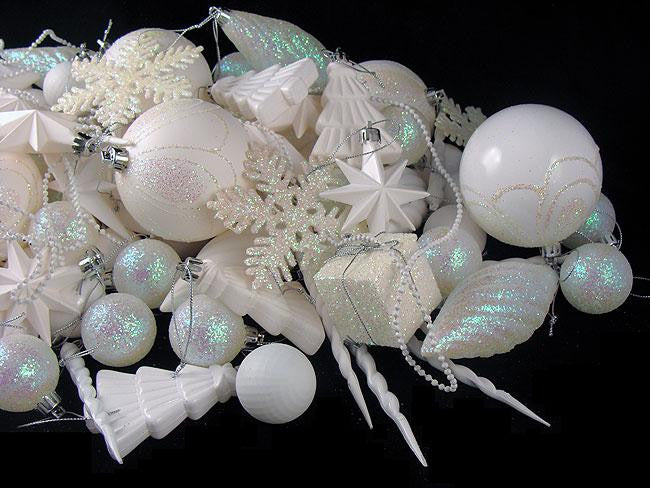 125-Piece Club Pack of Shatterproof Ice Palace White Christmas Ornaments