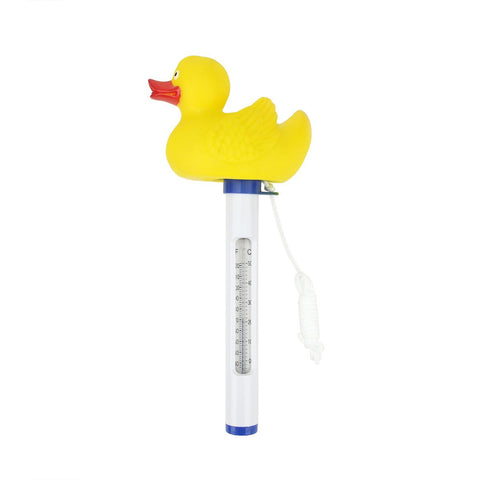 9.75" Yellow Floating Rubber Ducky Swimming Pool Thermometer with Cord