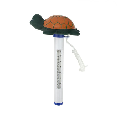 8.25" Green and Orange Floating Turtle Shaped Swimming Pool Thermometer with Cord