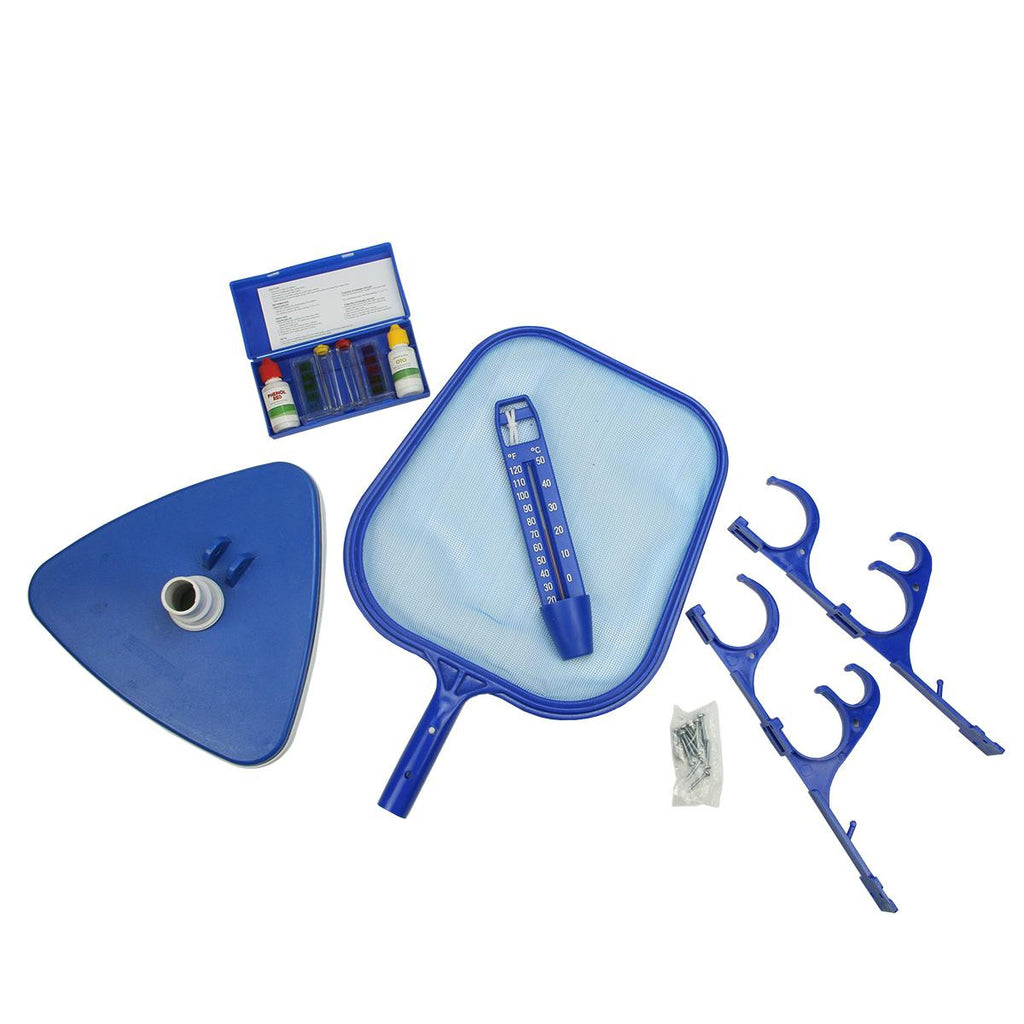 5-Piece Deluxe Swimming Pool Kit - Vacuum, Skimmer, Pole and Hose Hooks, Thermometer and Test Kit