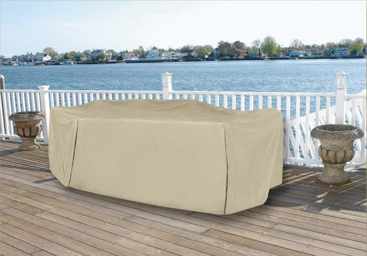 Durable Full Vinyl Premium Outdoor Round Patio Full Set Cover - Khaki