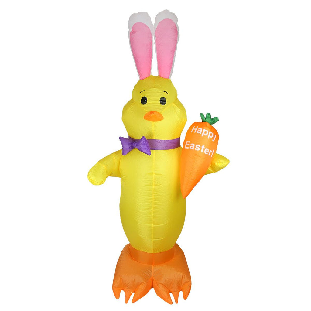 6' Inflatable Lighted Easter Chick with Carrot Yard Art Decoration