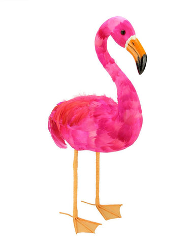 23.75" Standing Hot Pink Feathered Flamingo Decoration