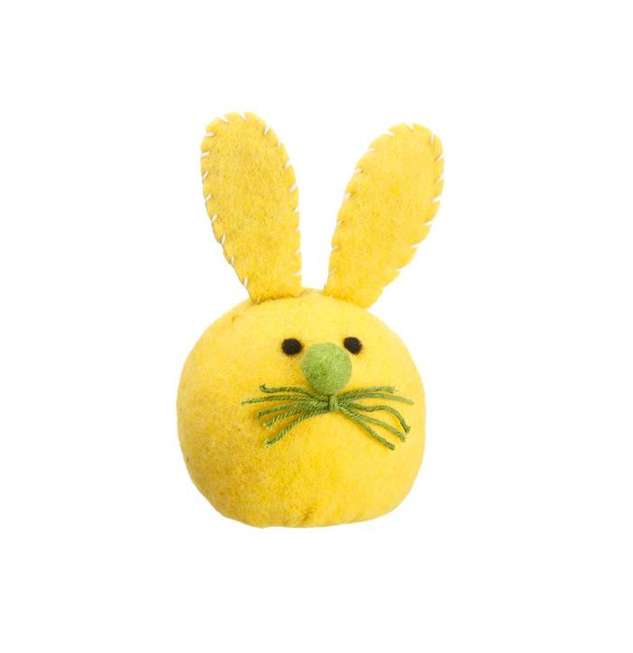 6.75" Vibrant Yellow Plush Felt Easter Bunny Rabbit Head Spring Decoration