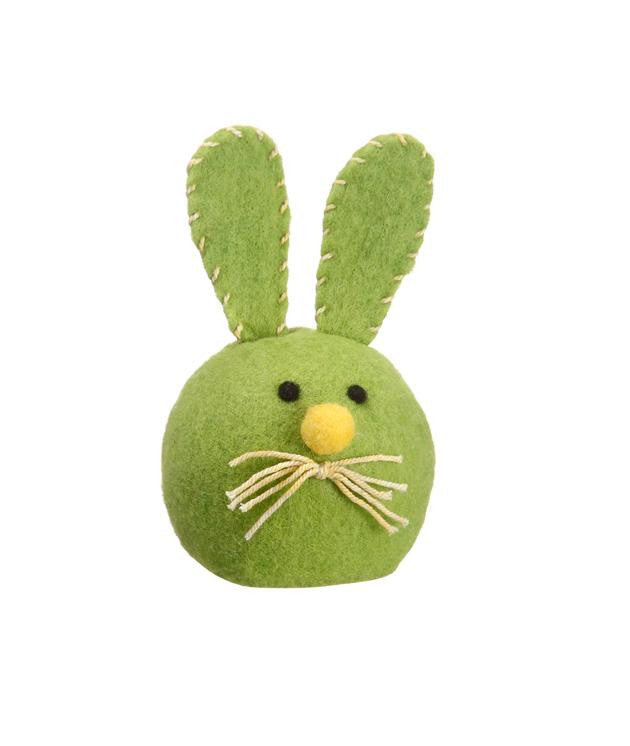 6.75" Green Plush Felt Easter Bunny Rabbit Head Spring Decoration