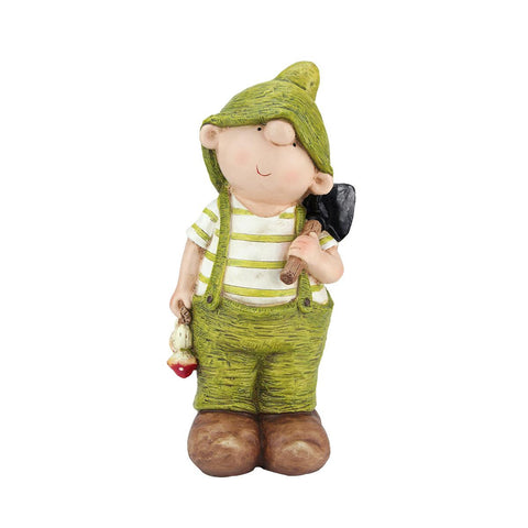 23" Young Boy Gnome with Shovel Spring Outdoor Garden Patio Figure