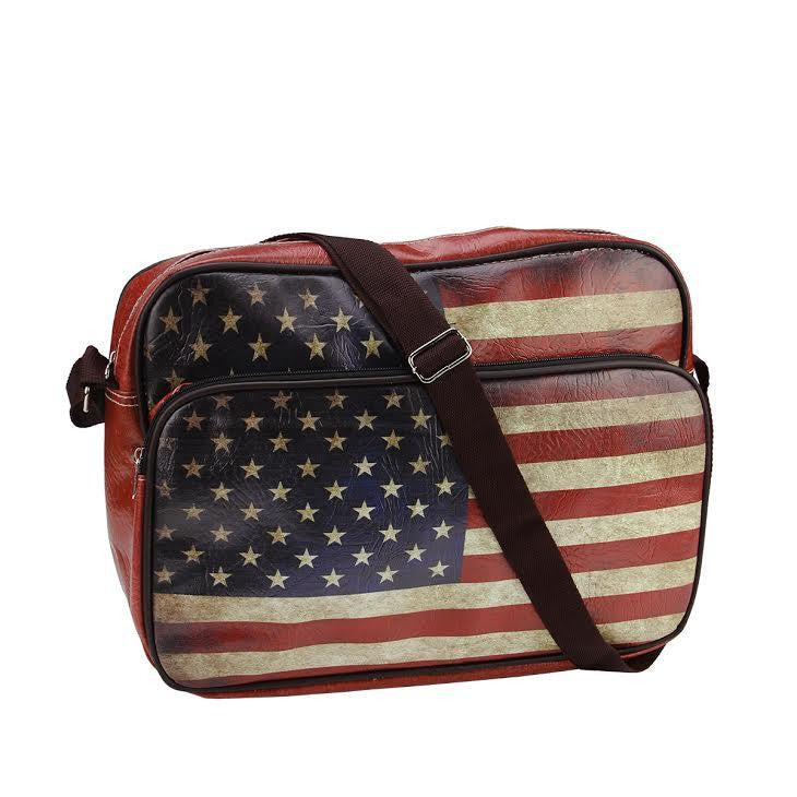 15" Decorative American Flag Design Crossbody Bag-Purse with Strap