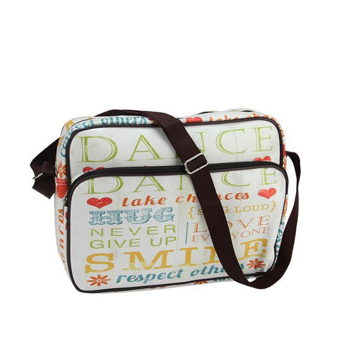 15" Decorative Inspirational Words Design Crossbody Bag-Purse with Strap