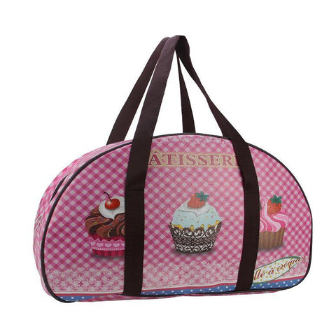 20" Decorative French-Style Patisserie and Cupcake Theme Travel Bag-Purse with Handles