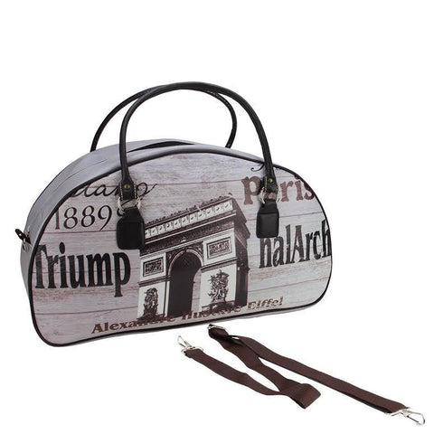 20" Vintage-Style Paris Arc de Triomphe French Theme Travel Bag with Handles and Shoulder Strap