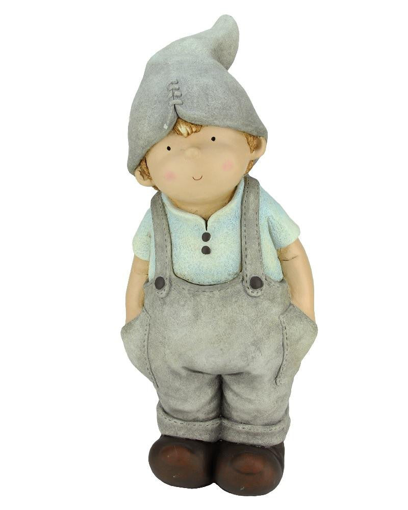 17.75" Young Boy Gnome with Hands in Pockets Spring Outdoor Patio Garden Statue