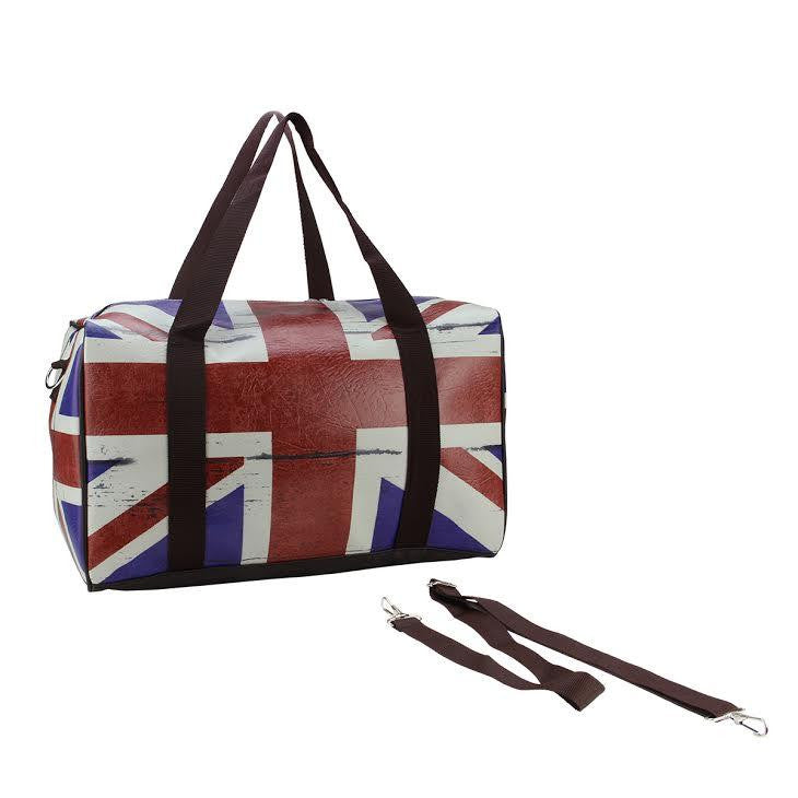 16" British Flag Travel Bag with Handles and Crossbody Strap