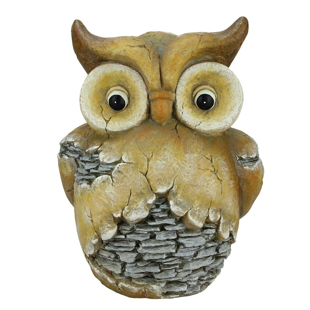 17.5" Rustic Brown and Gray Stone-Look Owl Spring Outdoor Patio Garden Statue