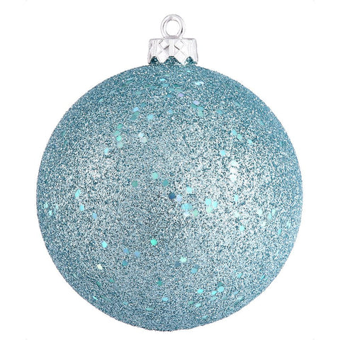 4ct Sequined Baby Blue Christmas Ball Ornament 6" (150mm)