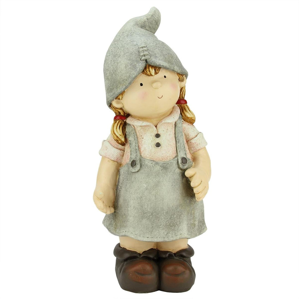 17.75" Young Girl Gnome Daydreaming Spring Outdoor Patio Garden Statue