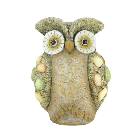 17.25" Weathered Stone-Look Wise Owl Spring Outdoor Patio Garden Statue