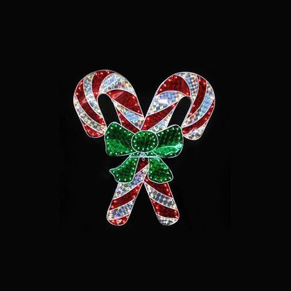 48" Holographic Lighted Double Candy Cane Christmas Yard Art Decoration