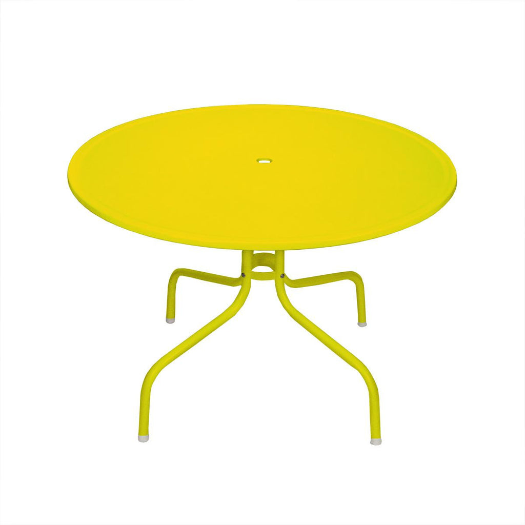 39.25" Yellow Retro Metal Tulip Outdoor Dining Table