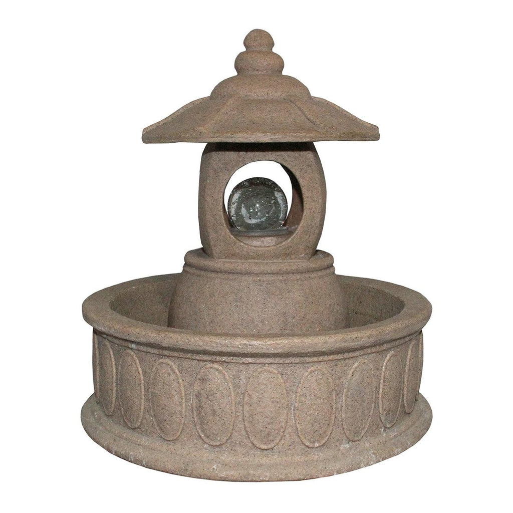 25.5" LED Lighted Asian Inspired Pagoda Spring Outdoor Garden Water Fountain