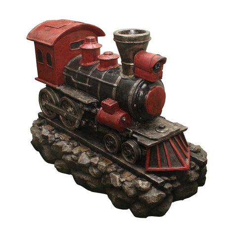 38" LED Lighted Red and Black Vintage Locomotive Train Spring Outdoor Garden Water Fountain