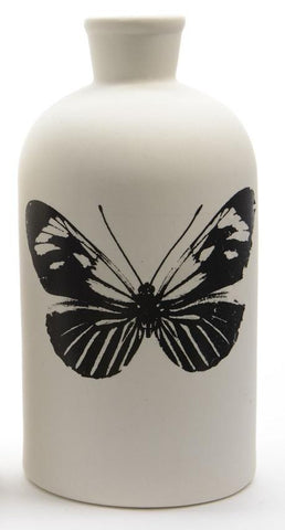 6.75" Botanic Beauty White Porcelain Butterfly Decorative Bottle