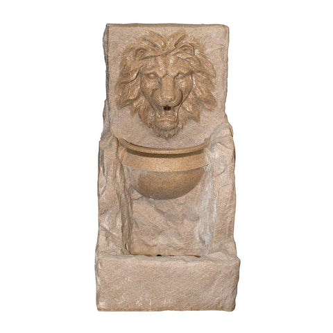 38.5" LED Lighted Fierce Lion Head Spring Outdoor Garden Water Fountain