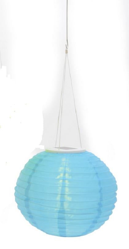 Fancy Fair Solar Powered Turquoise Blue LED Chinese Lantern 20"