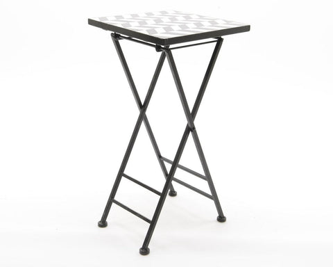 26.25" City Chic Black and White Mosaic Iron Planter Table