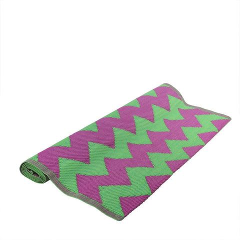 4' x 6' Fancy Fair Chic Chevrons Green and Purple Outdoor Patio Throw Rug