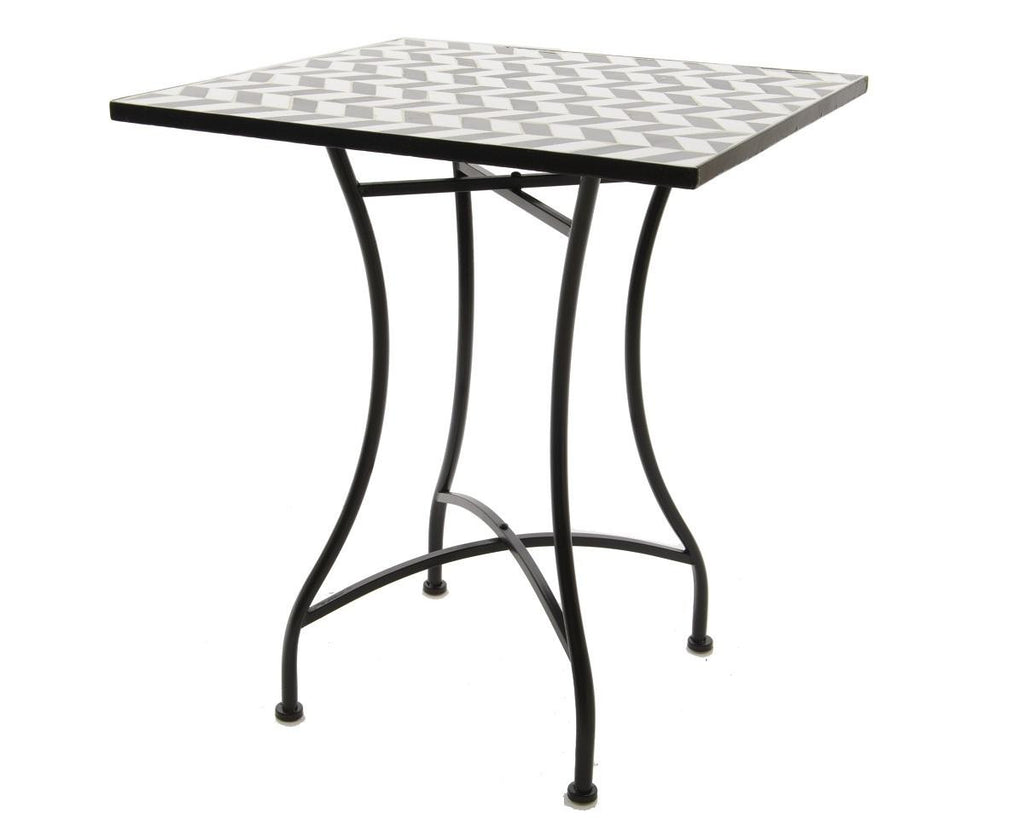 28.25" City Chic Black and White Mosaic Iron Cafe Table