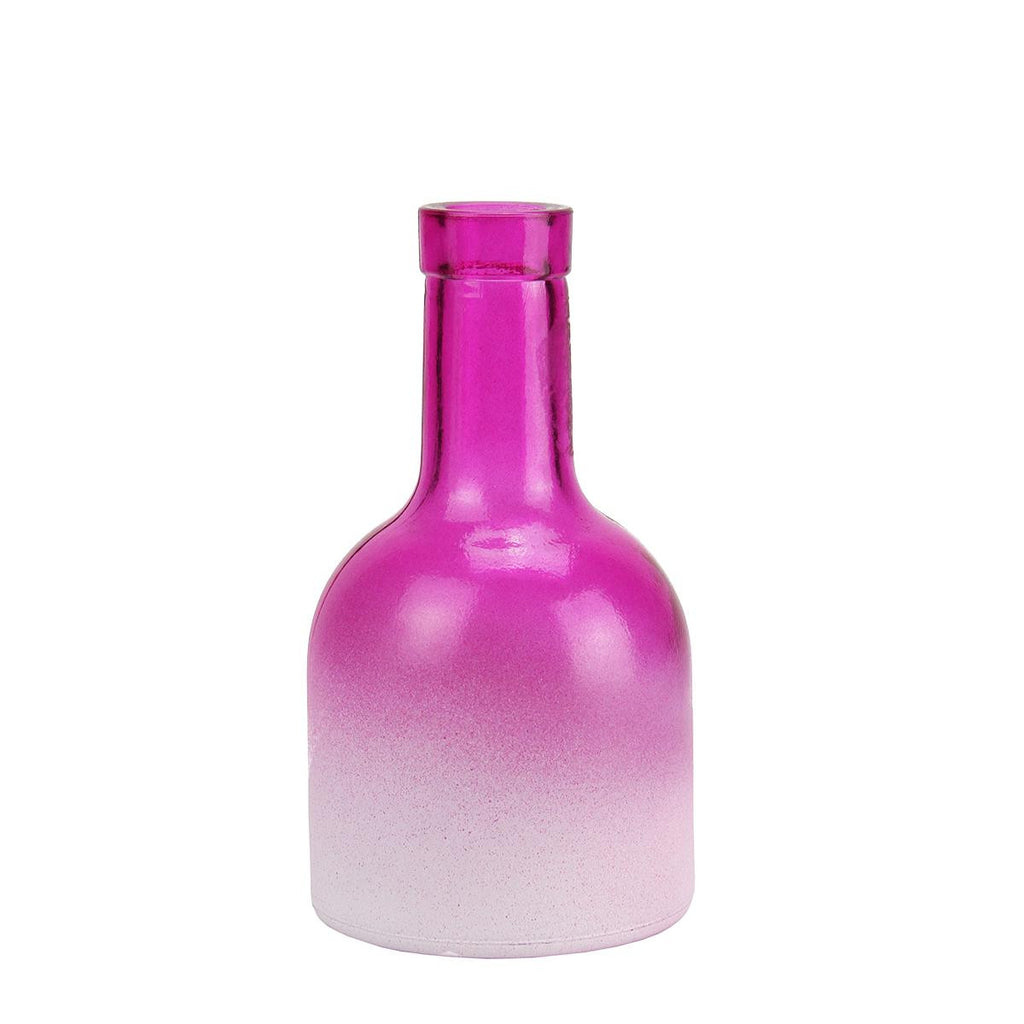 6.25" Fancy Fair Hand-Made Transparent Fuschia and White Ombre Recycled Spanish Glass Vase