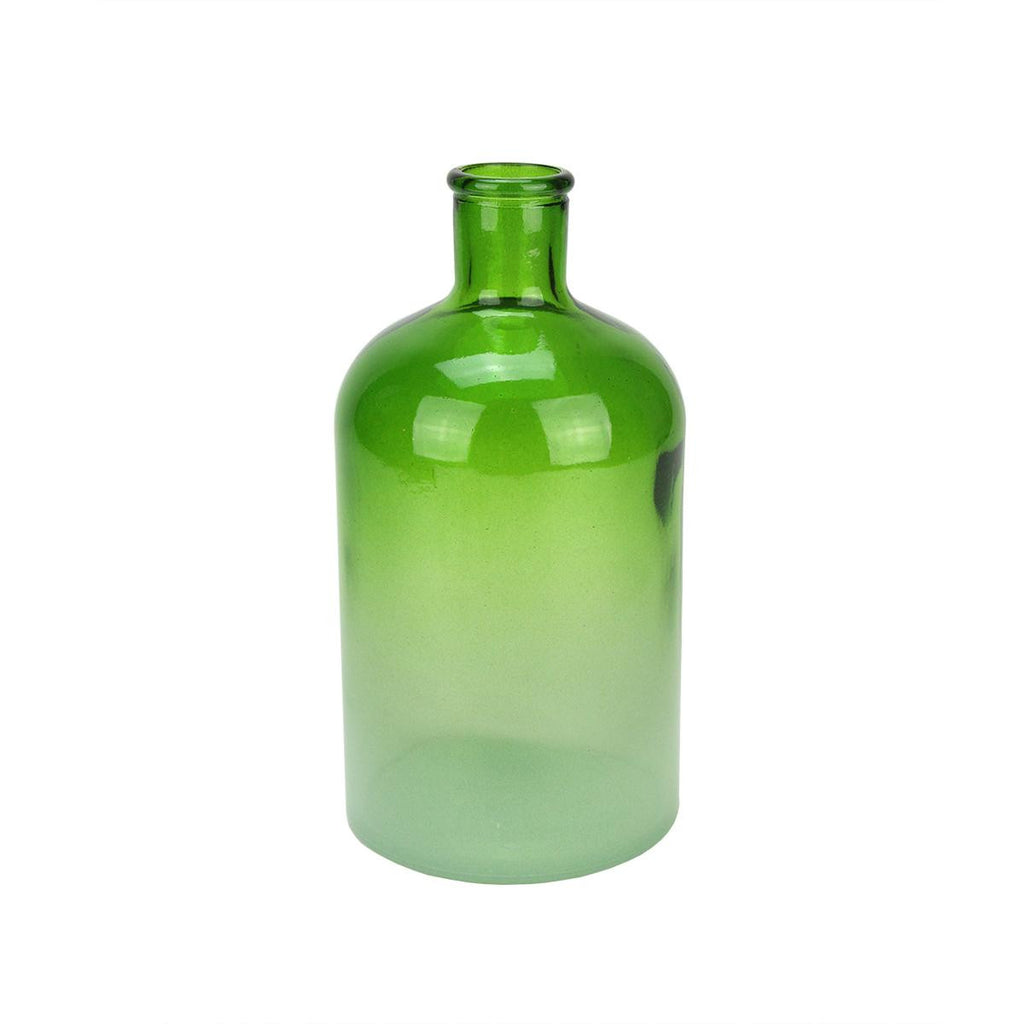 8.75" Fancy Fair Hand-Made Transparent Green and White Ombre Recycled Spanish Glass Vase