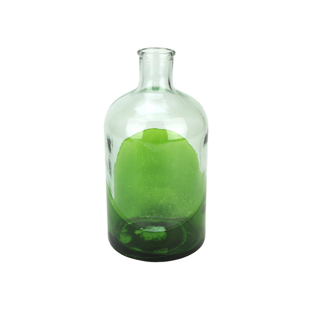 8.75" Fancy Fair Hand-Made Transparent Green and Clear Two-Tone Recycled Spanish Glass Vase