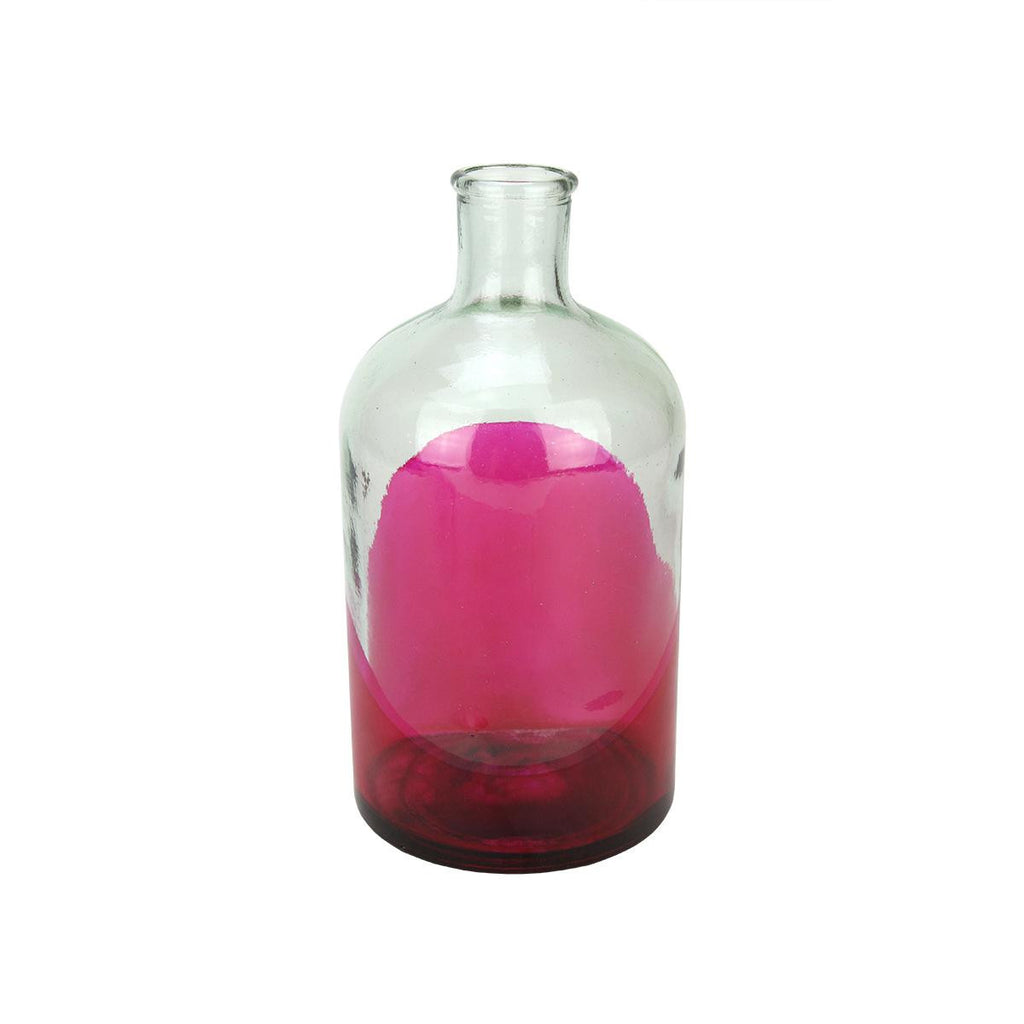 8.75" Fancy Fair Hand-Made Transparent Pink and Clear Two-Tone Recycled Spanish Glass Vase