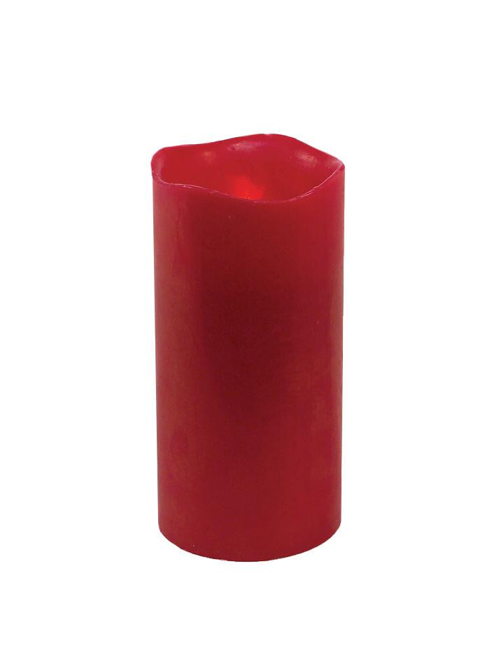 6" Red B-O Flameless LED Lighted Flickering Cinnamon Scented Wax Christmas Pillar Candle